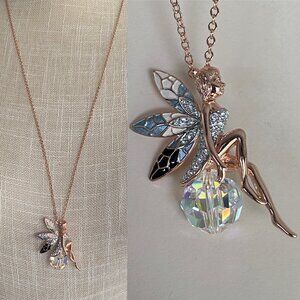 Butler FAC Rose Gold Tone Fairy AB Crystal Necklace